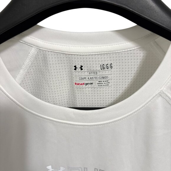 Under Armour RUN Fitted T Shirt Short Sleeve Size Large White - Picture 3 of 6